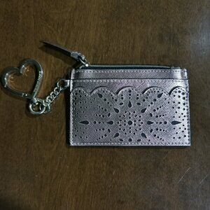 4 1/4" x 3" Metallic Laser Cut Rose Gold Card Holder / Coin Purse EUC #219